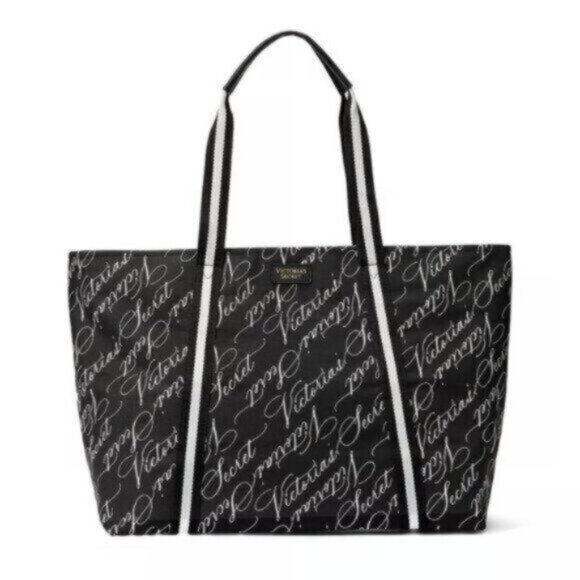 NWT Victoria's Secret Logo Weekender Tote - Black & White - Picture 4 of 4